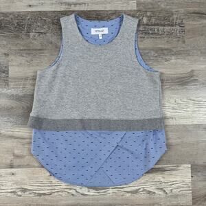 Derek Lam 10 Crosby Layered Sleeveless Sweatshirt Top Gray Blue Preppy Office 6